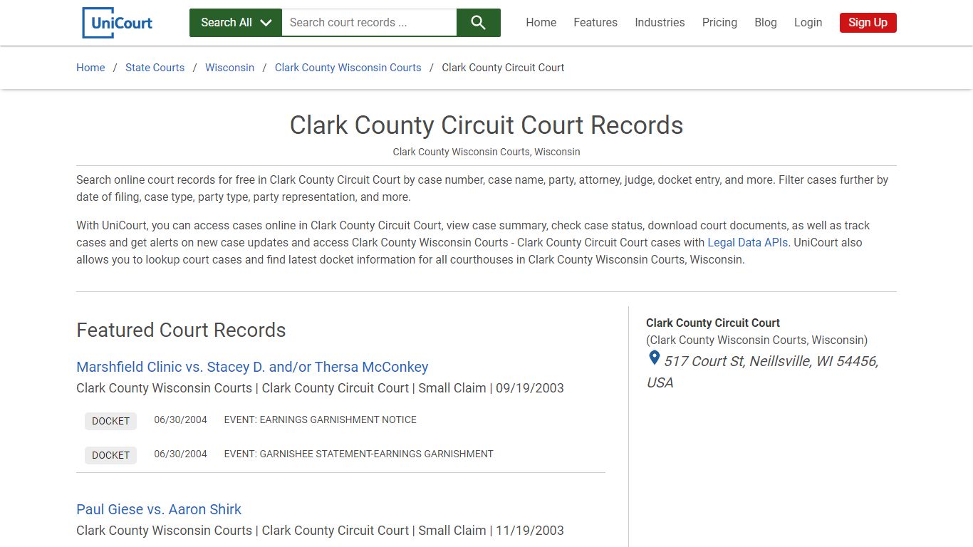 Clark County Circuit Court Records | Clark | UniCourt